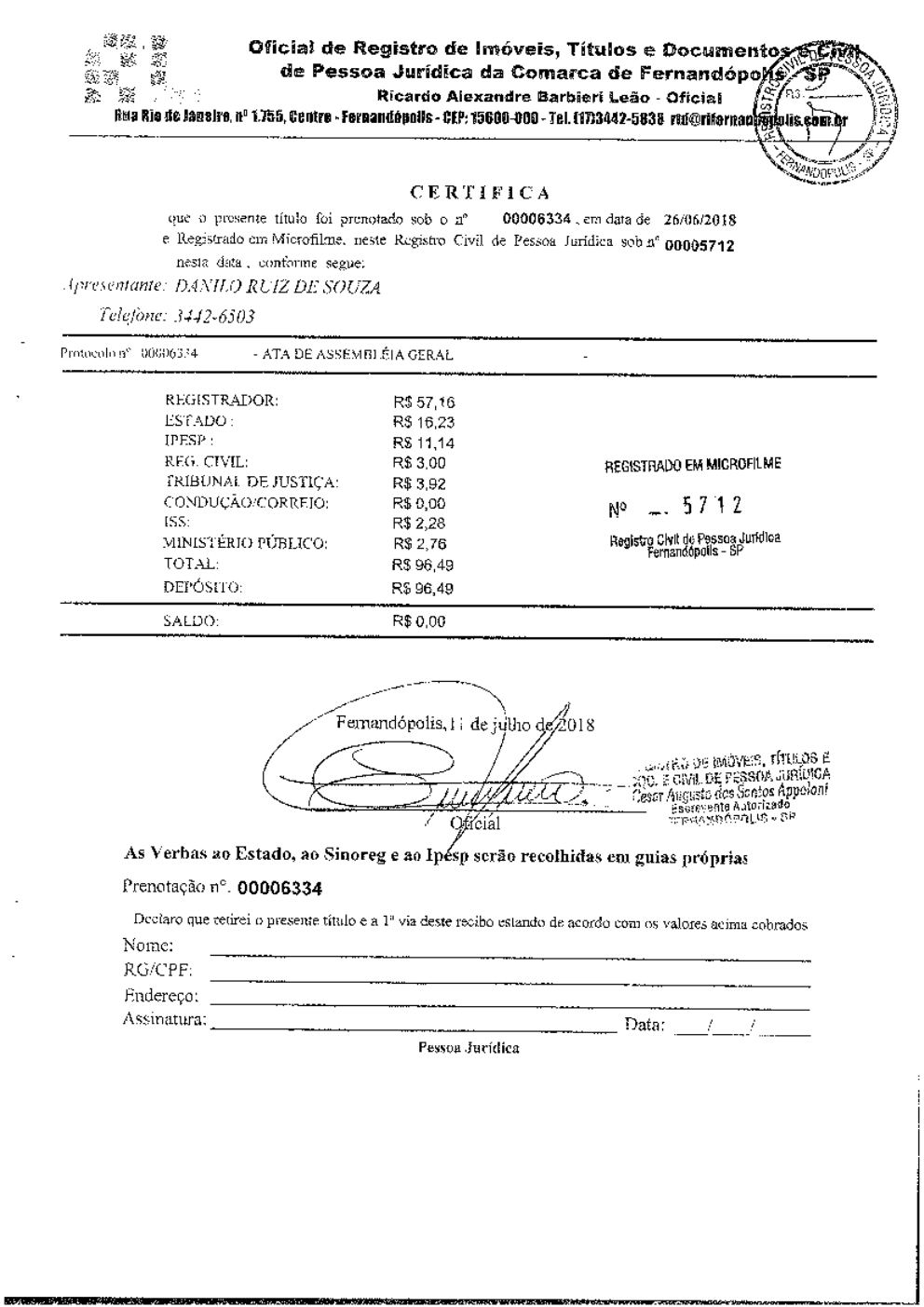 Página 6 de Ata da 218ª Assembleia Geral Extraordinária — Eleição da Diretoria — 2018