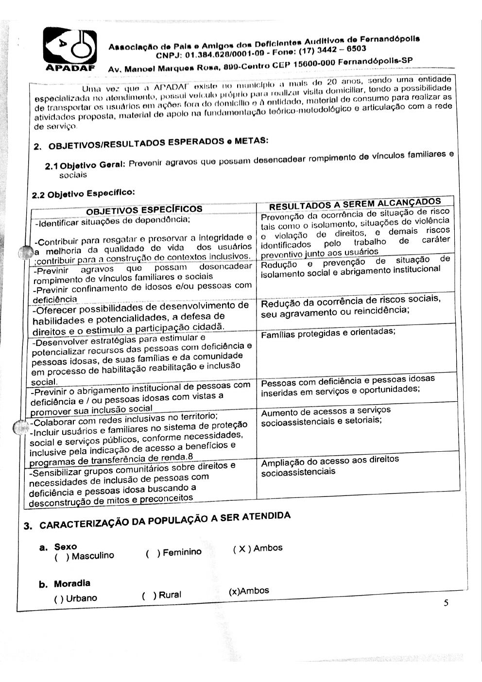 Página 5 de Plano de Trabalho — Proteção Social Básica no Domicílio (SPSBD) — 2019