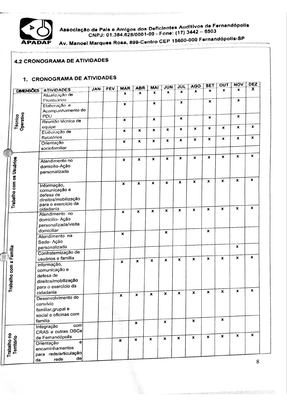 Página 8 de Plano de Trabalho — Proteção Social Básica no Domicílio (SPSBD) — 2019
