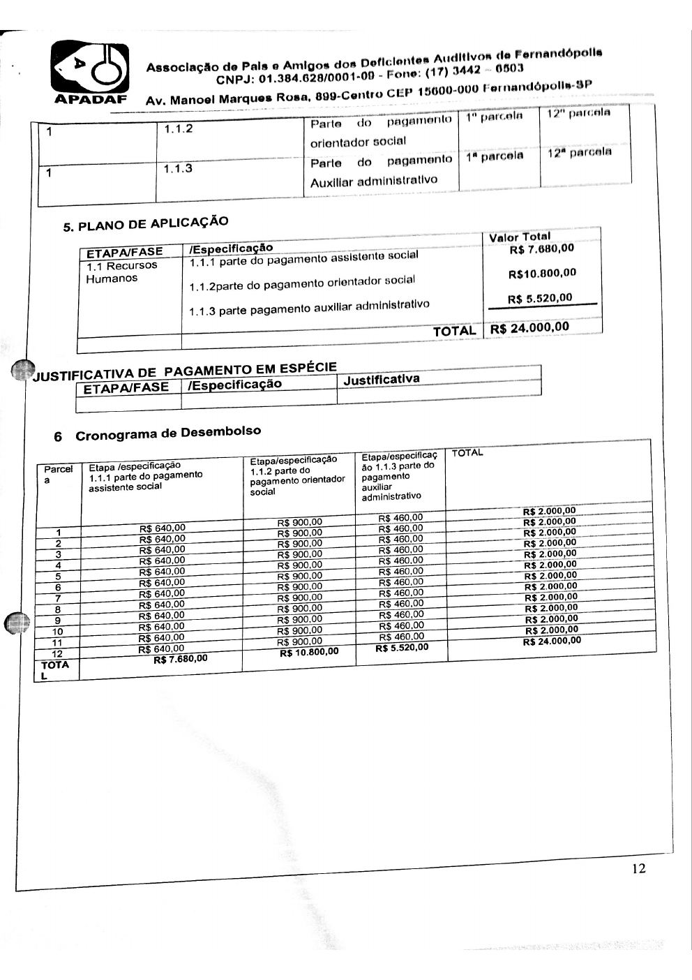 Página 12 de Plano de Trabalho — Proteção Social Básica no Domicílio (SPSBD) — 2019