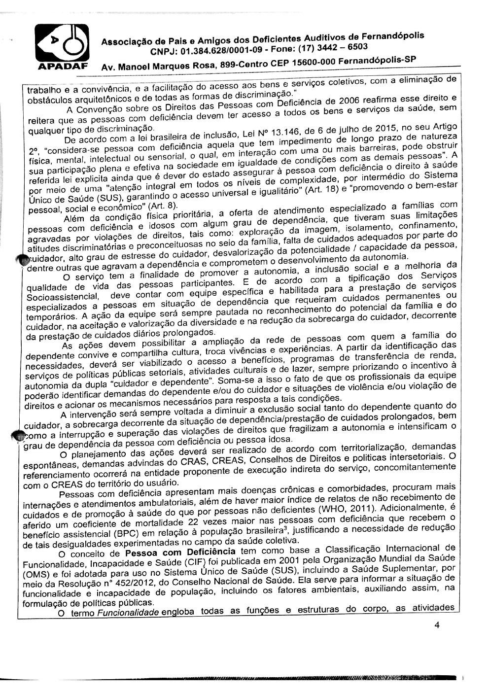 Página 4 de Plano de Trabalho — Proteção Social Especial de Média Complexidade (SPSEPDIF) — 2019