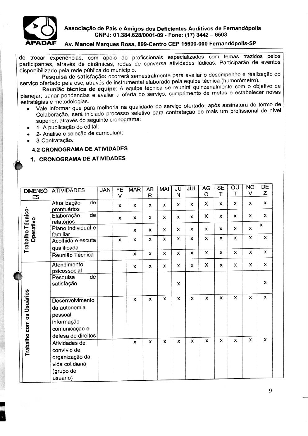 Página 9 de Plano de Trabalho — Proteção Social Especial de Média Complexidade (SPSEPDIF) — 2019