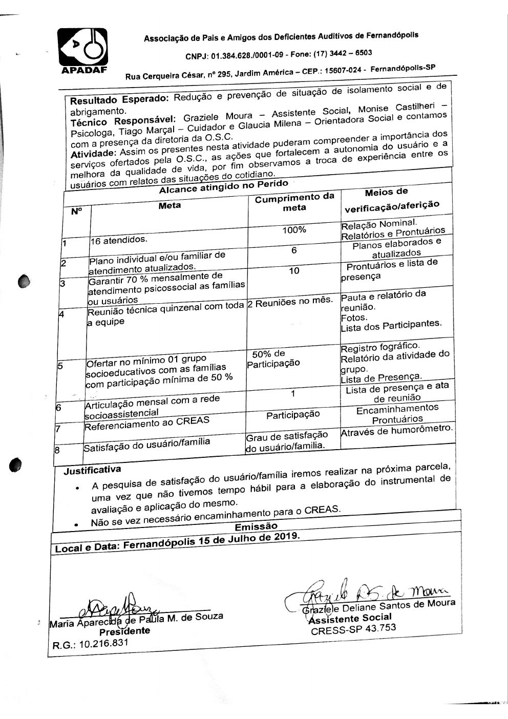 Página 8 de Prestação de Contas Mensal — Média Complexidade — 5ª Parcela — Julho/2019