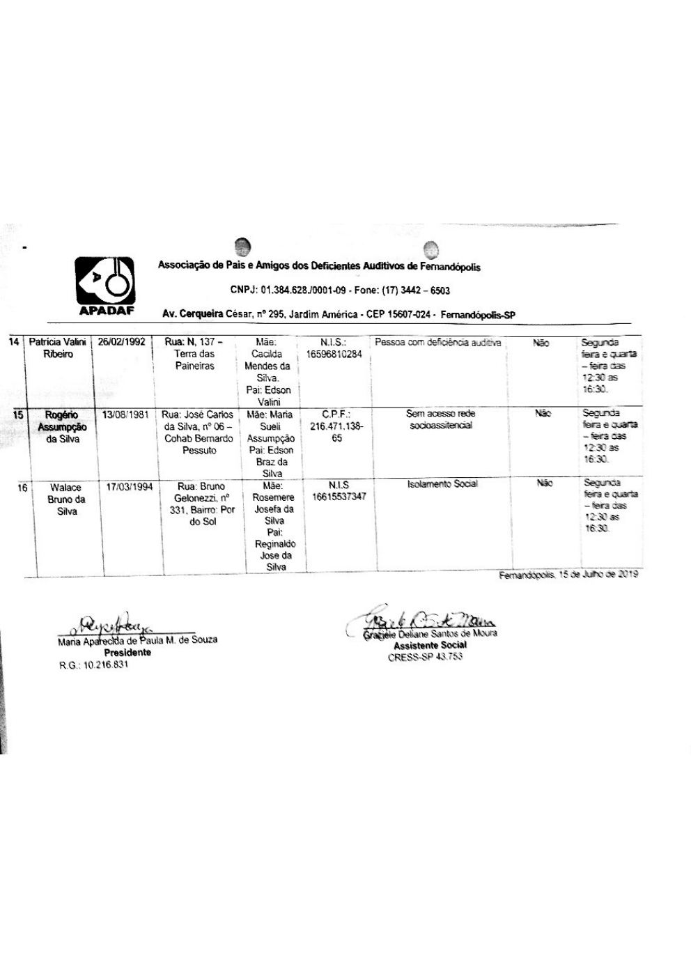 Página 12 de Prestação de Contas Mensal — Média Complexidade — 5ª Parcela — Julho/2019