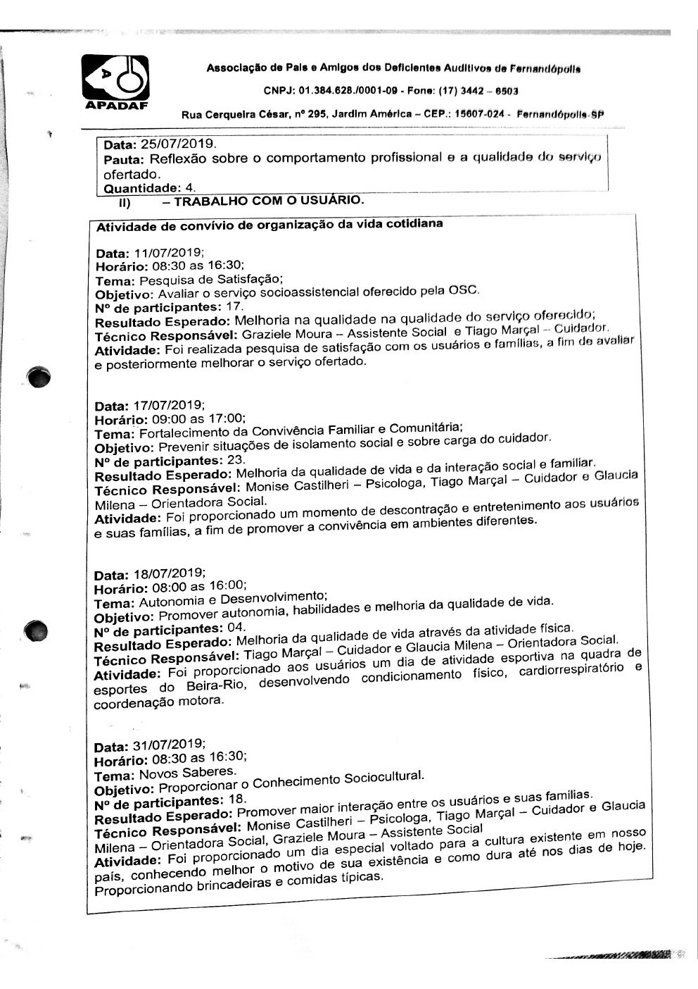 Página 6 de Prestação de Contas Mensal — Média Complexidade — 6ª Parcela — Agosto/2019