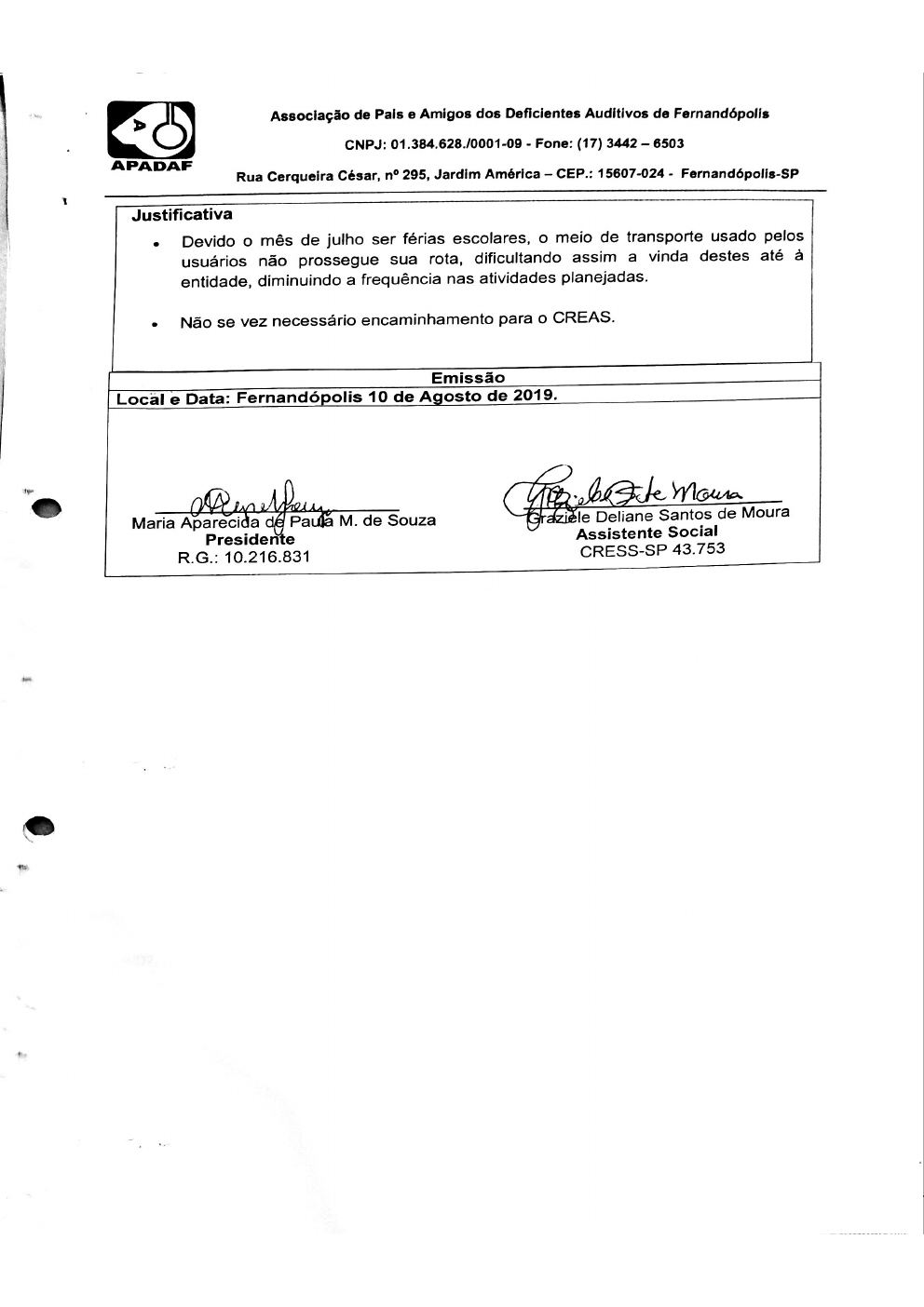 Página 8 de Prestação de Contas Mensal — Média Complexidade — 6ª Parcela — Agosto/2019