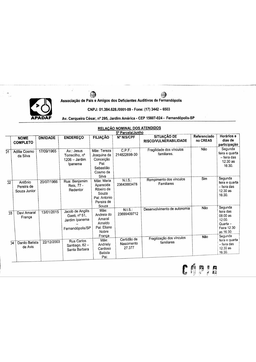 Página 9 de Prestação de Contas Mensal — Média Complexidade — 6ª Parcela — Agosto/2019