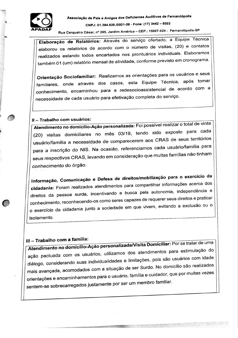 Página 6 de Prestação de Contas Mensal — Proteção Social Básica — 2ª Parcela — Abril/2019