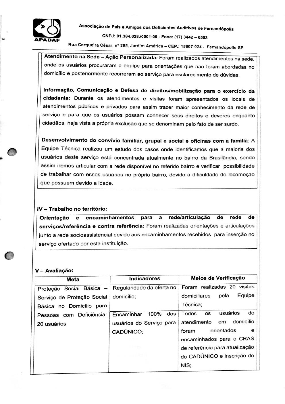 Página 7 de Prestação de Contas Mensal — Proteção Social Básica — 2ª Parcela — Abril/2019