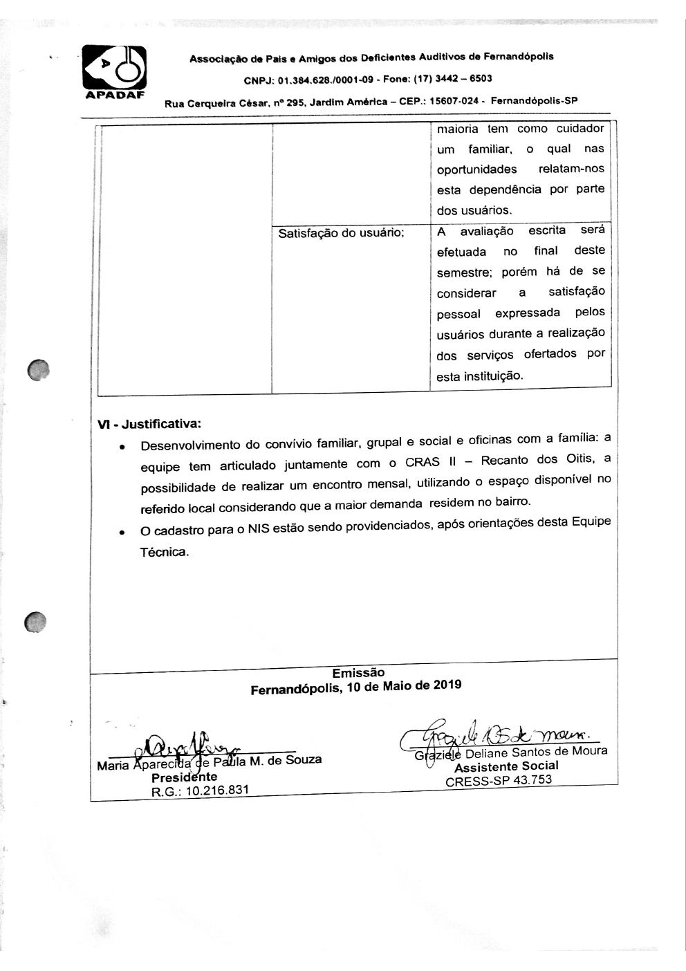 Página 9 de Prestação de Contas Mensal — Proteção Social Básica — 3ª Parcela — Maio/2019