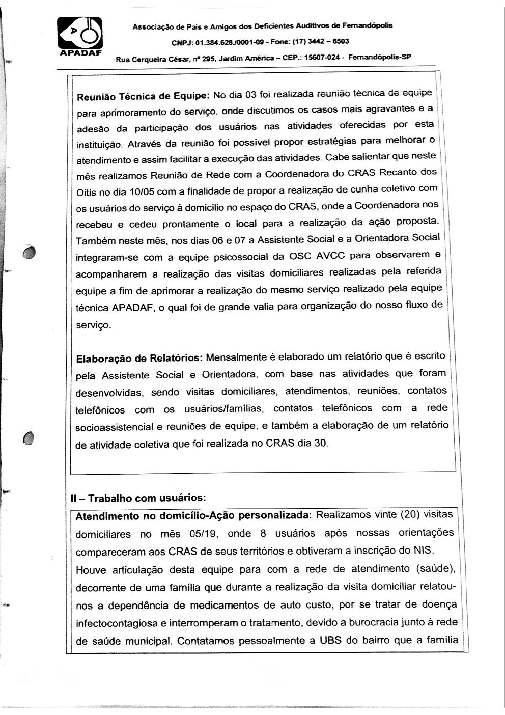 Página 6 de Prestação de Contas Mensal — Proteção Social Básica — 4ª Parcela — Junho/2019