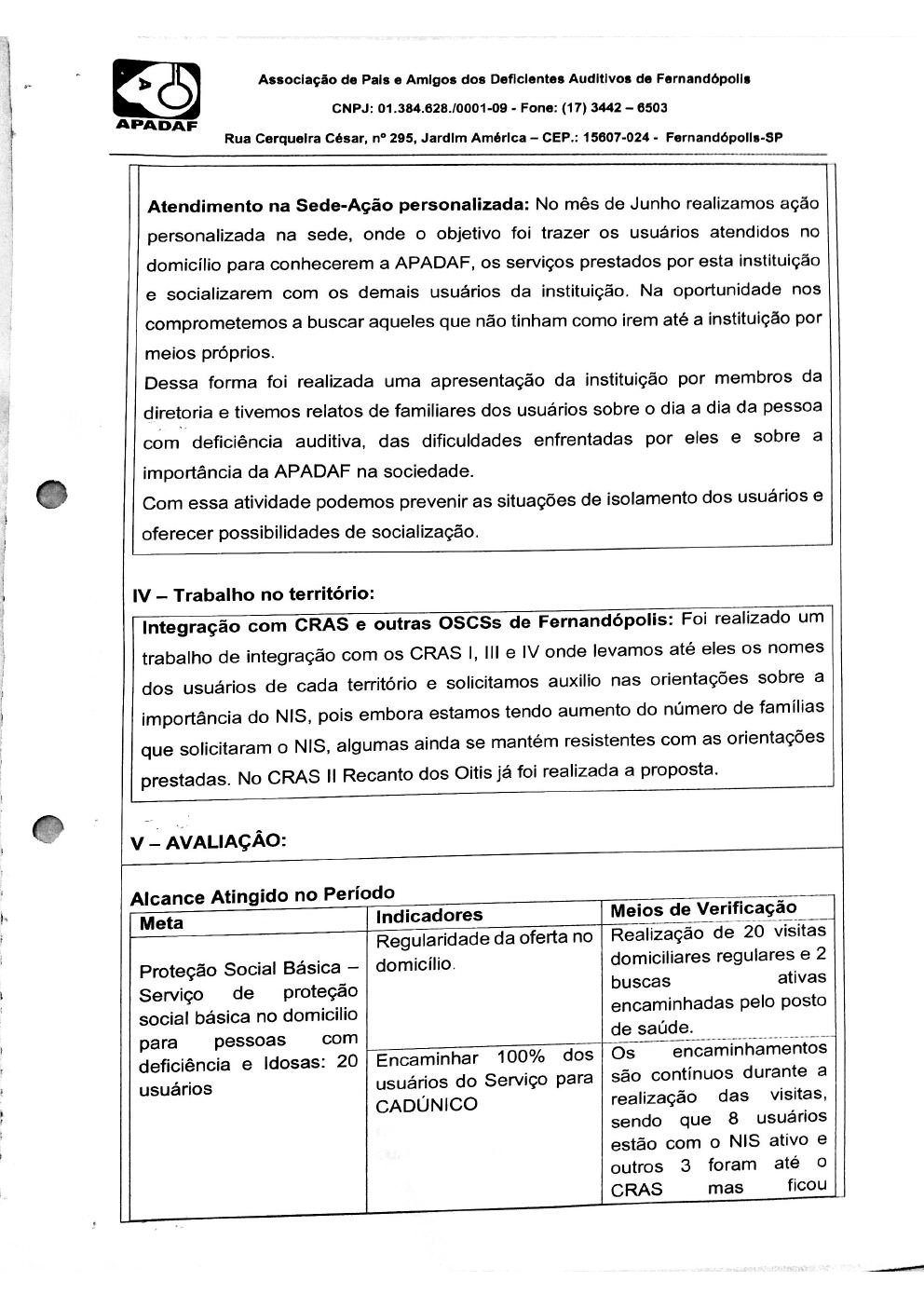 Página 7 de Prestação de Contas Mensal — Proteção Social Básica — 5ª Parcela — Julho/2019