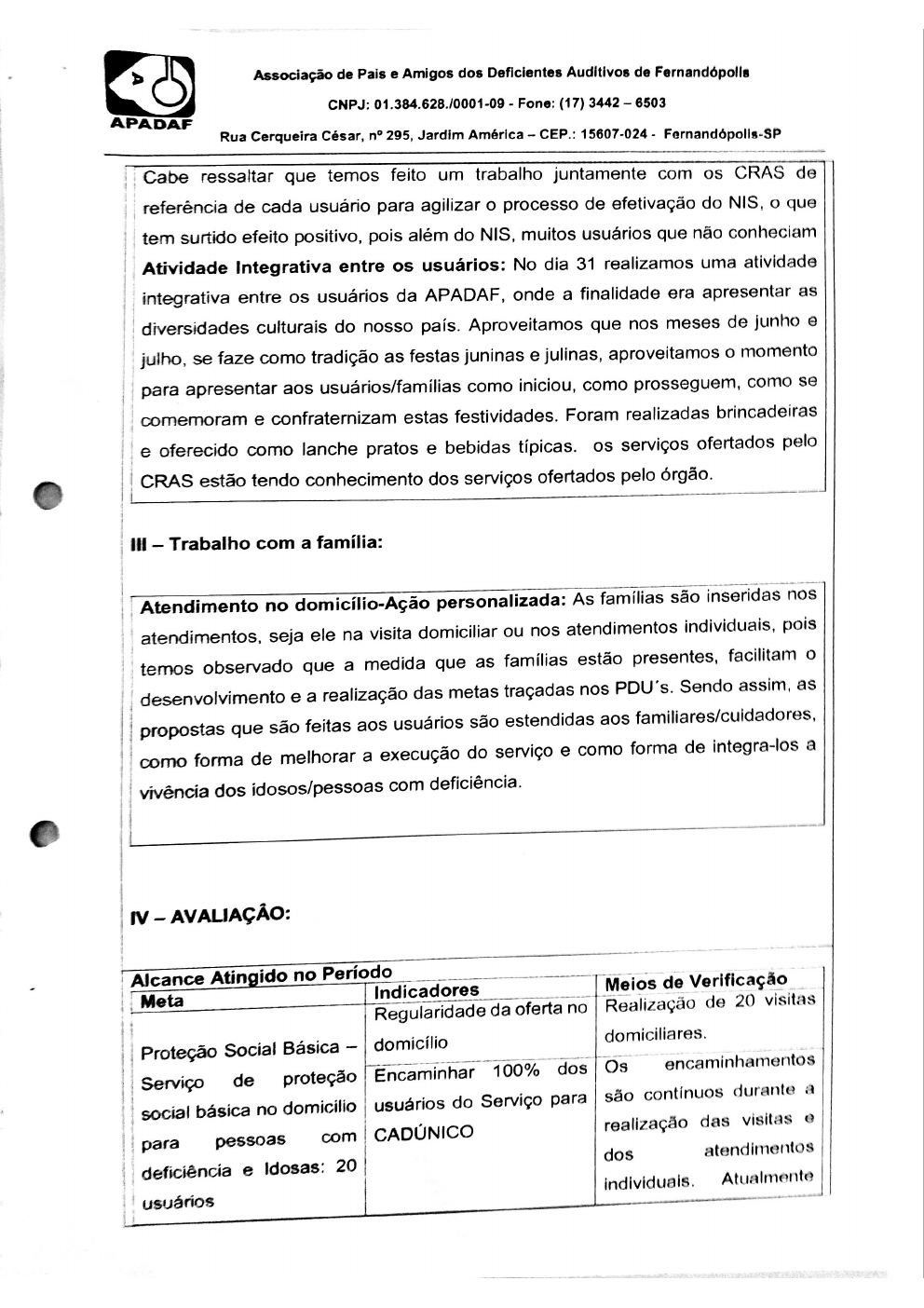 Página 7 de Prestação de Contas Mensal — Proteção Social Básica — 6ª Parcela — Agosto/2019