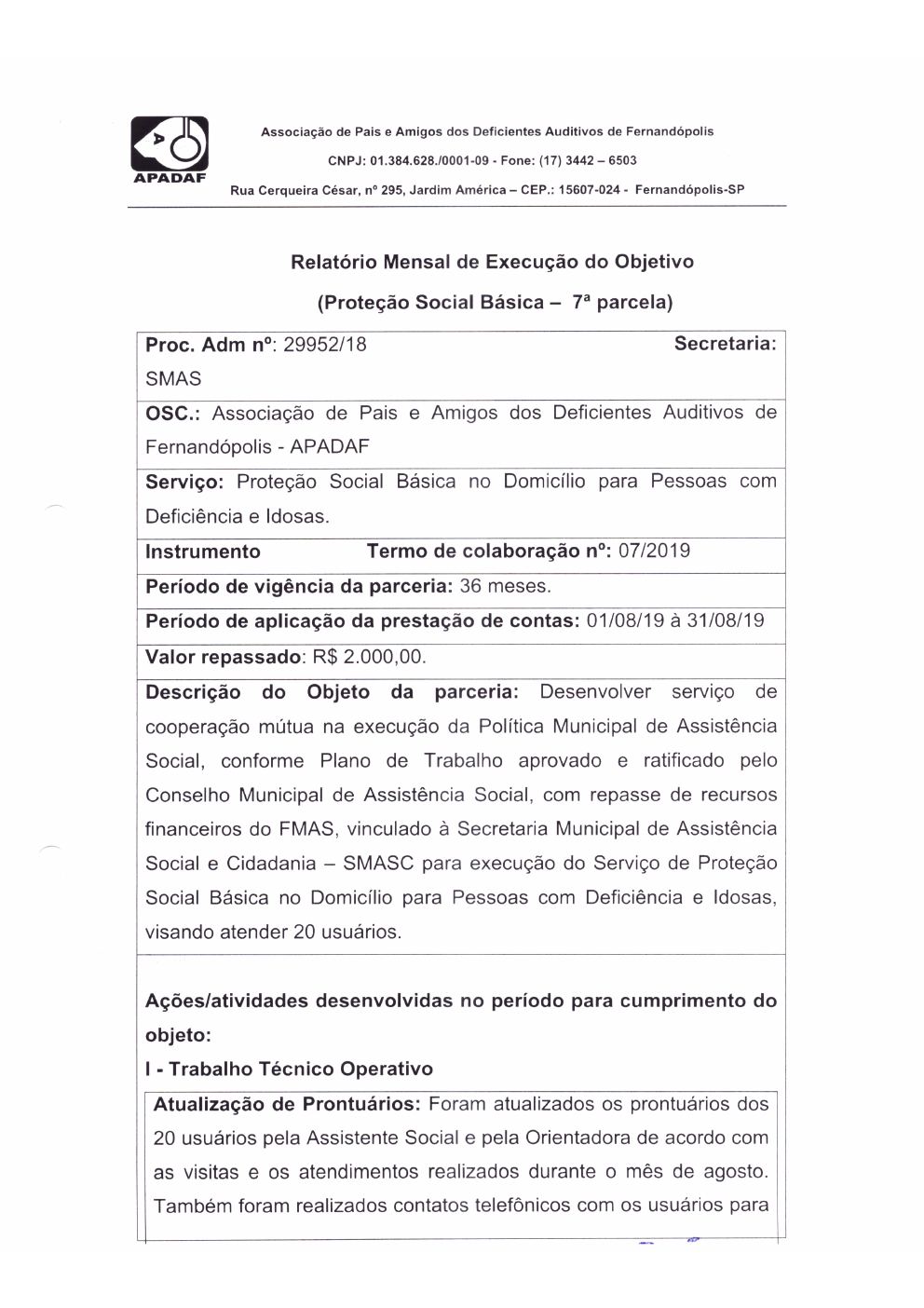 Página 5 de Prestação de Contas Mensal — Proteção Social Básica — Setembro/2019