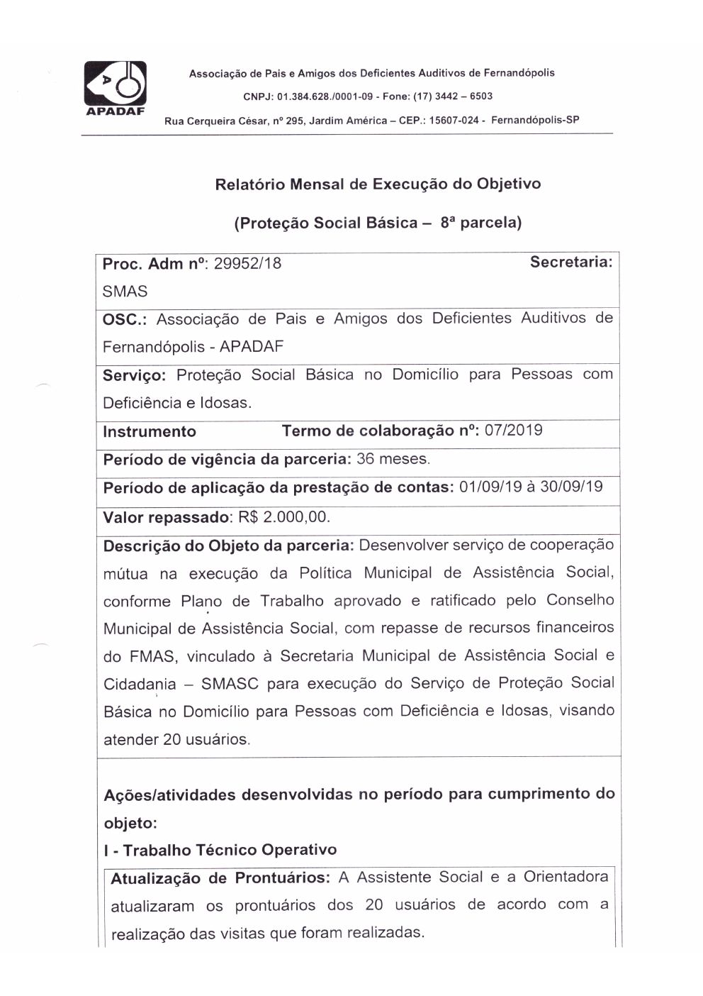 Página 5 de Prestação de Contas Mensal — Proteção Social Básica — Outubro/2019