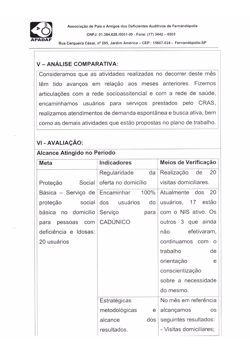Página 10 de Prestação de Contas Mensal — Proteção Social Básica — Outubro/2019