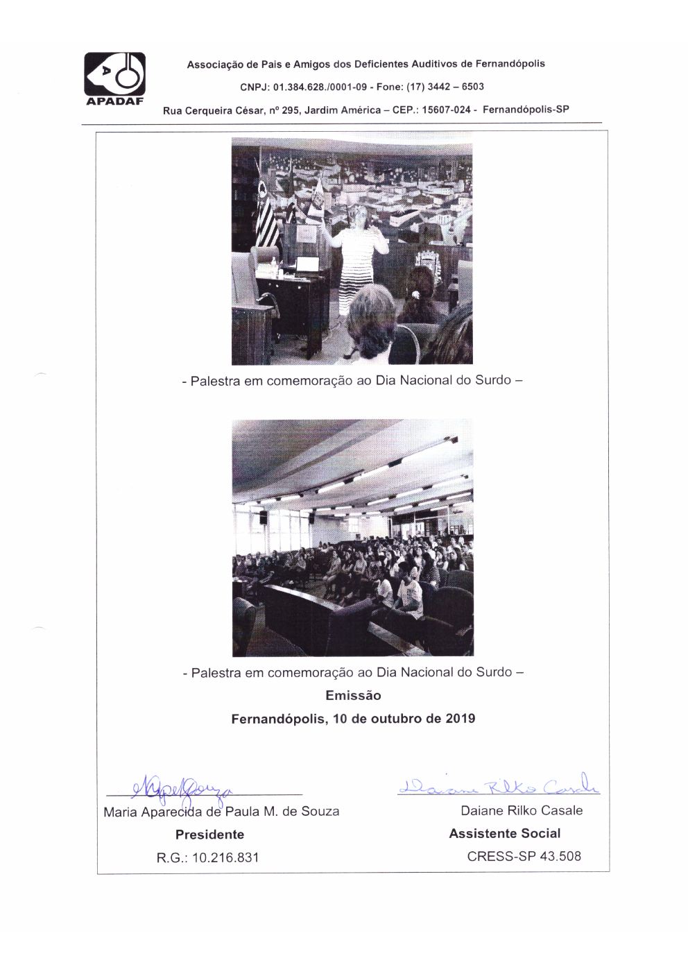 Página 14 de Prestação de Contas Mensal — Proteção Social Básica — Outubro/2019