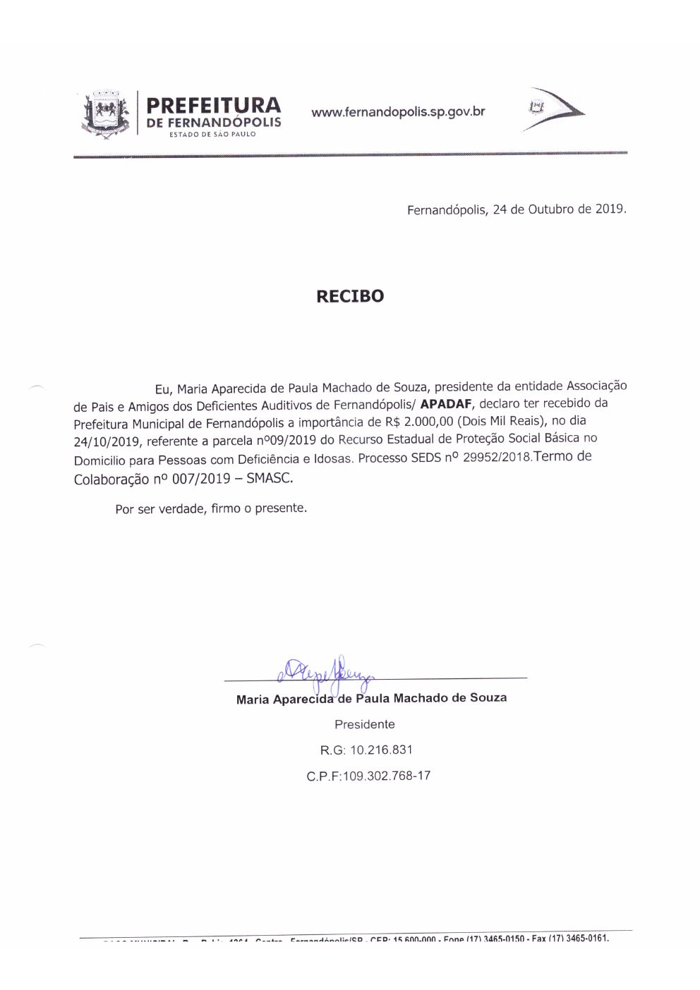 Página 3 de Prestação de Contas Mensal — Proteção Social Básica — Novembro/2019
