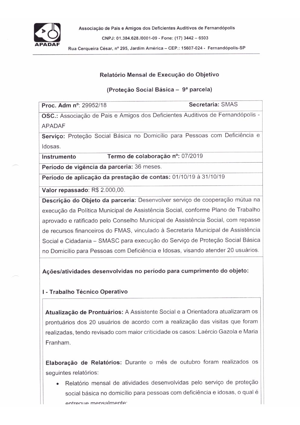Página 5 de Prestação de Contas Mensal — Proteção Social Básica — Novembro/2019