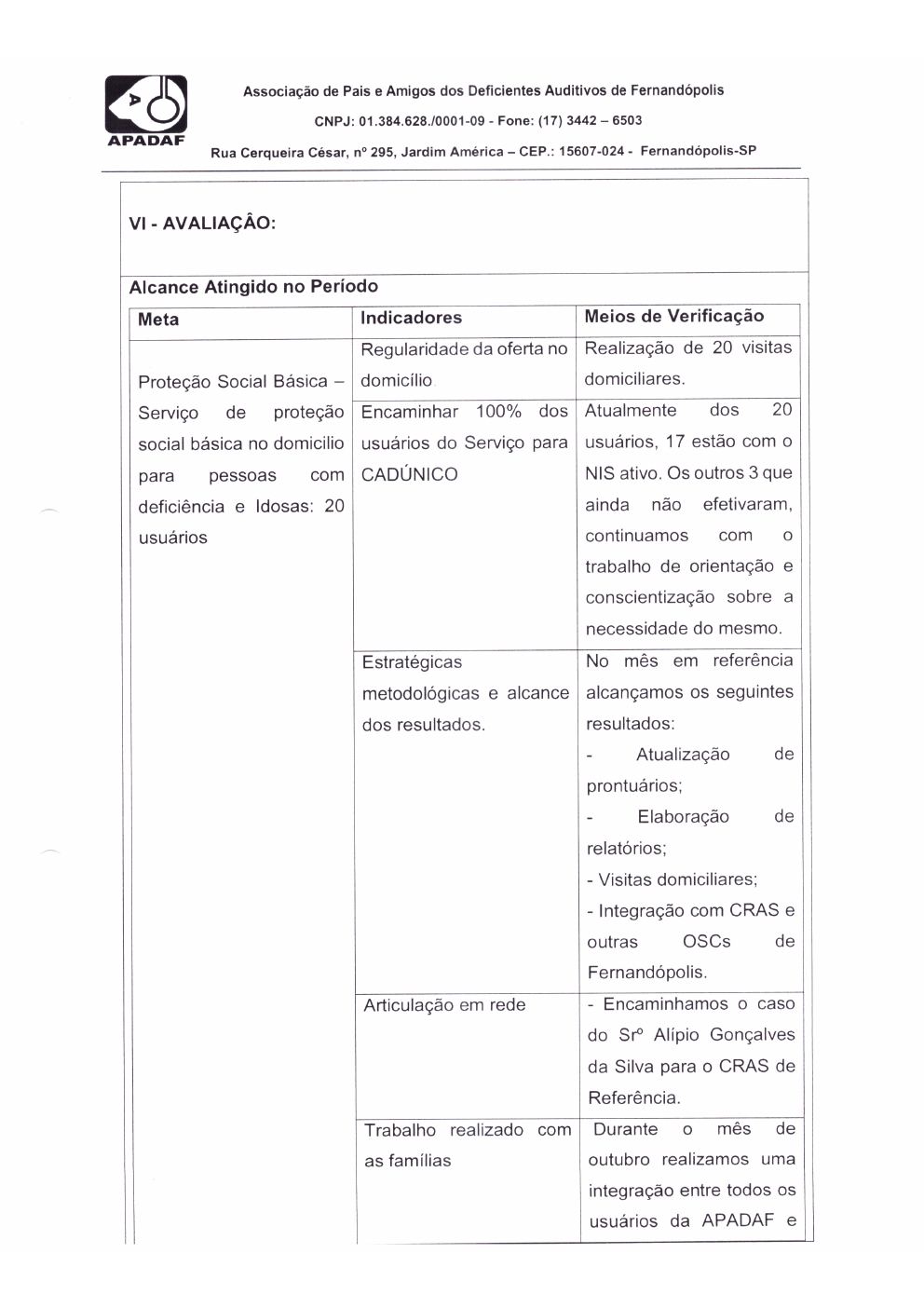 Página 8 de Prestação de Contas Mensal — Proteção Social Básica — Novembro/2019