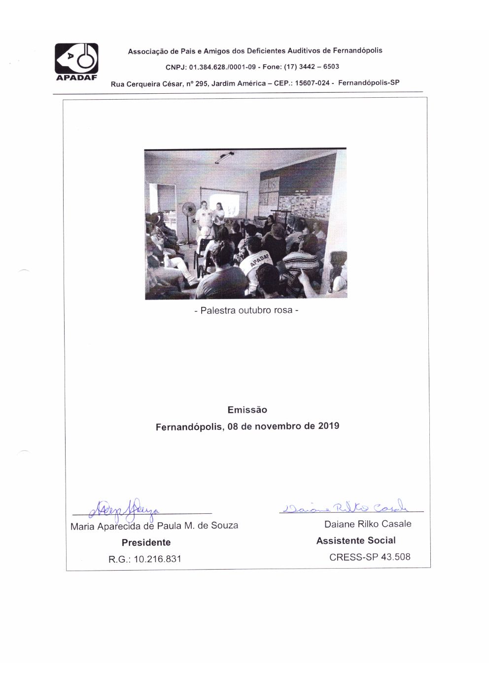 Página 11 de Prestação de Contas Mensal — Proteção Social Básica — Novembro/2019