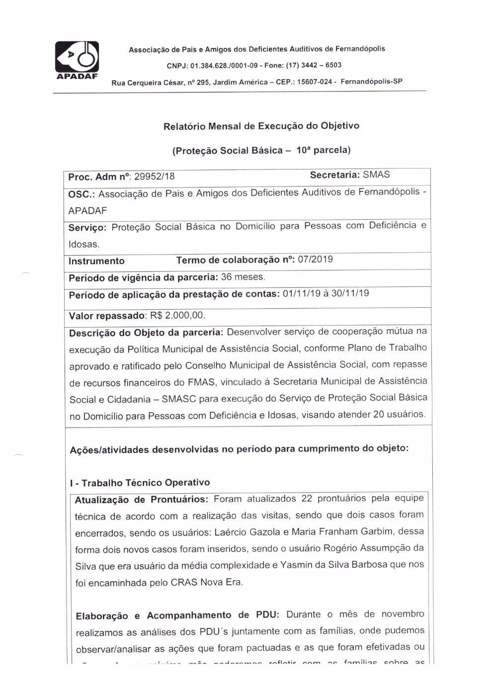 Página 5 de Prestação de Contas Mensal — Proteção Social Básica — Dezembro/2019