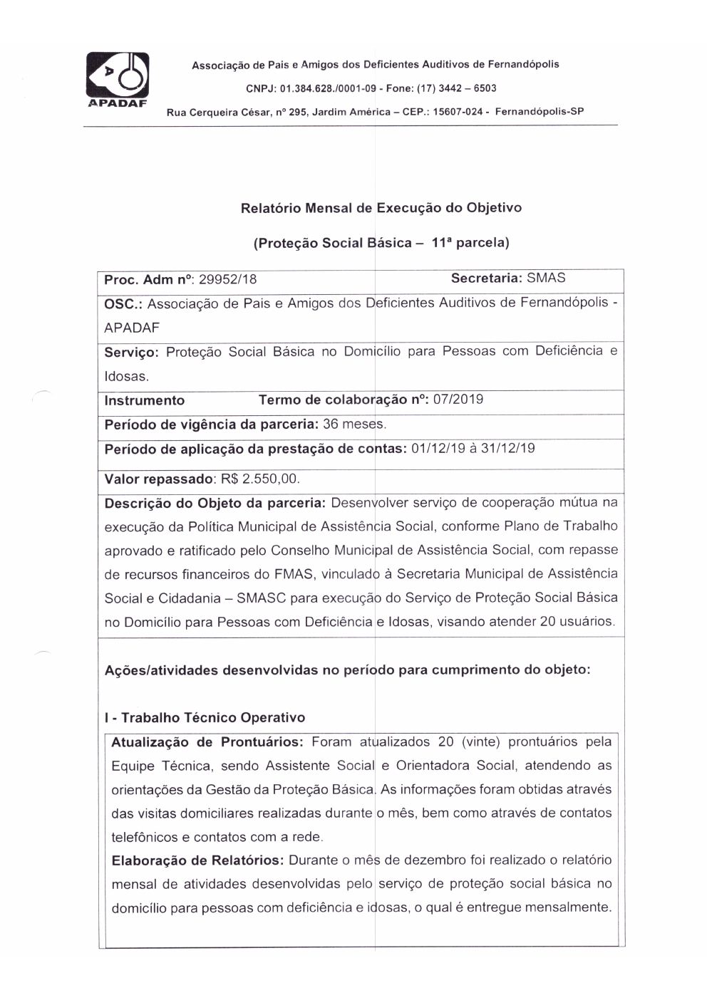 Página 5 de Prestação de Contas Mensal — Proteção Social Básica — Janeiro/2020