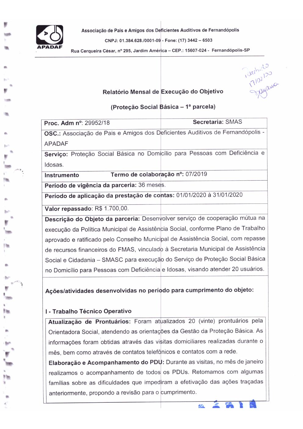 Página 5 de Prestação de Contas Mensal — Proteção Social Básica — Fevereiro/2020