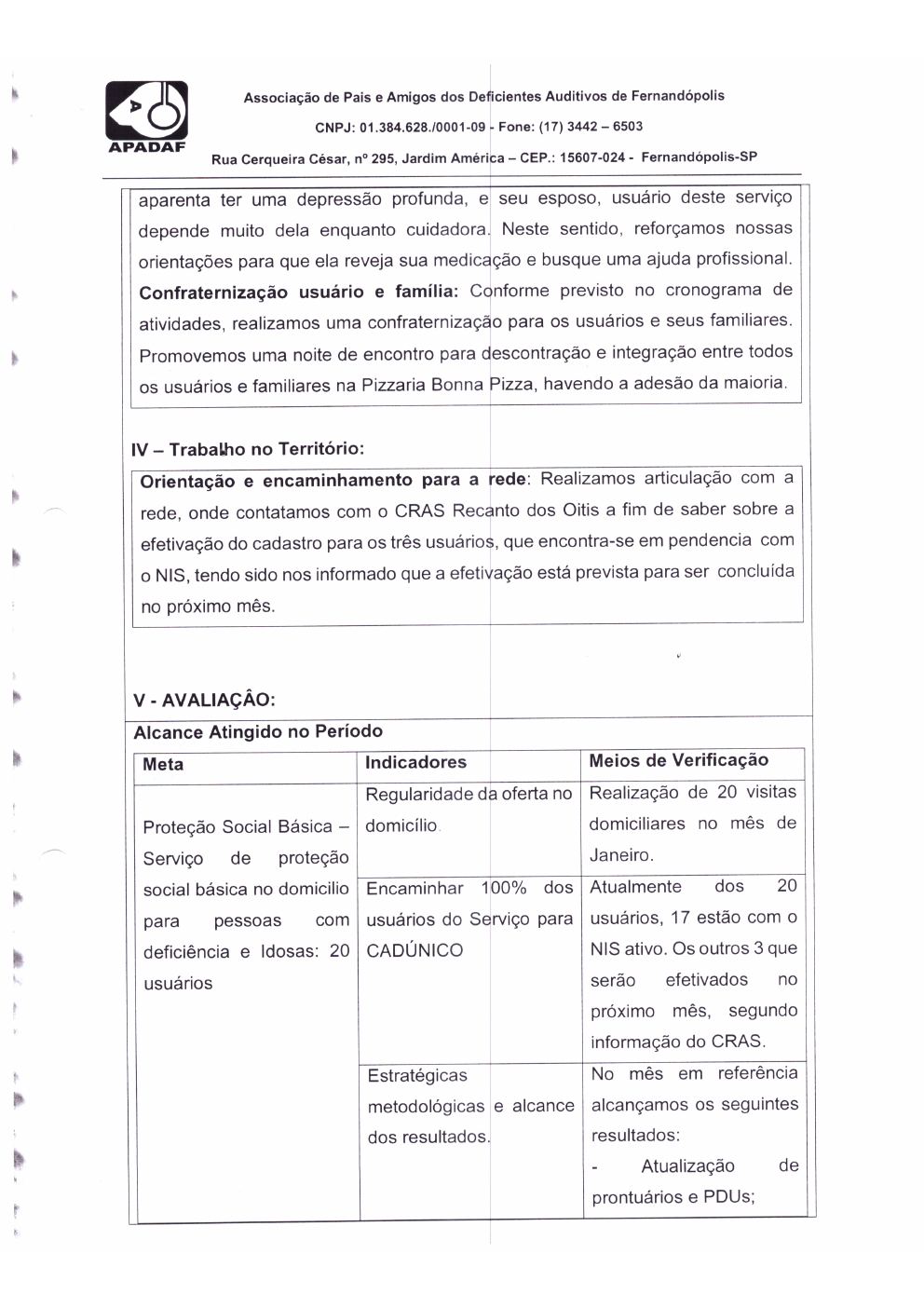 Página 8 de Prestação de Contas Mensal — Proteção Social Básica — Fevereiro/2020