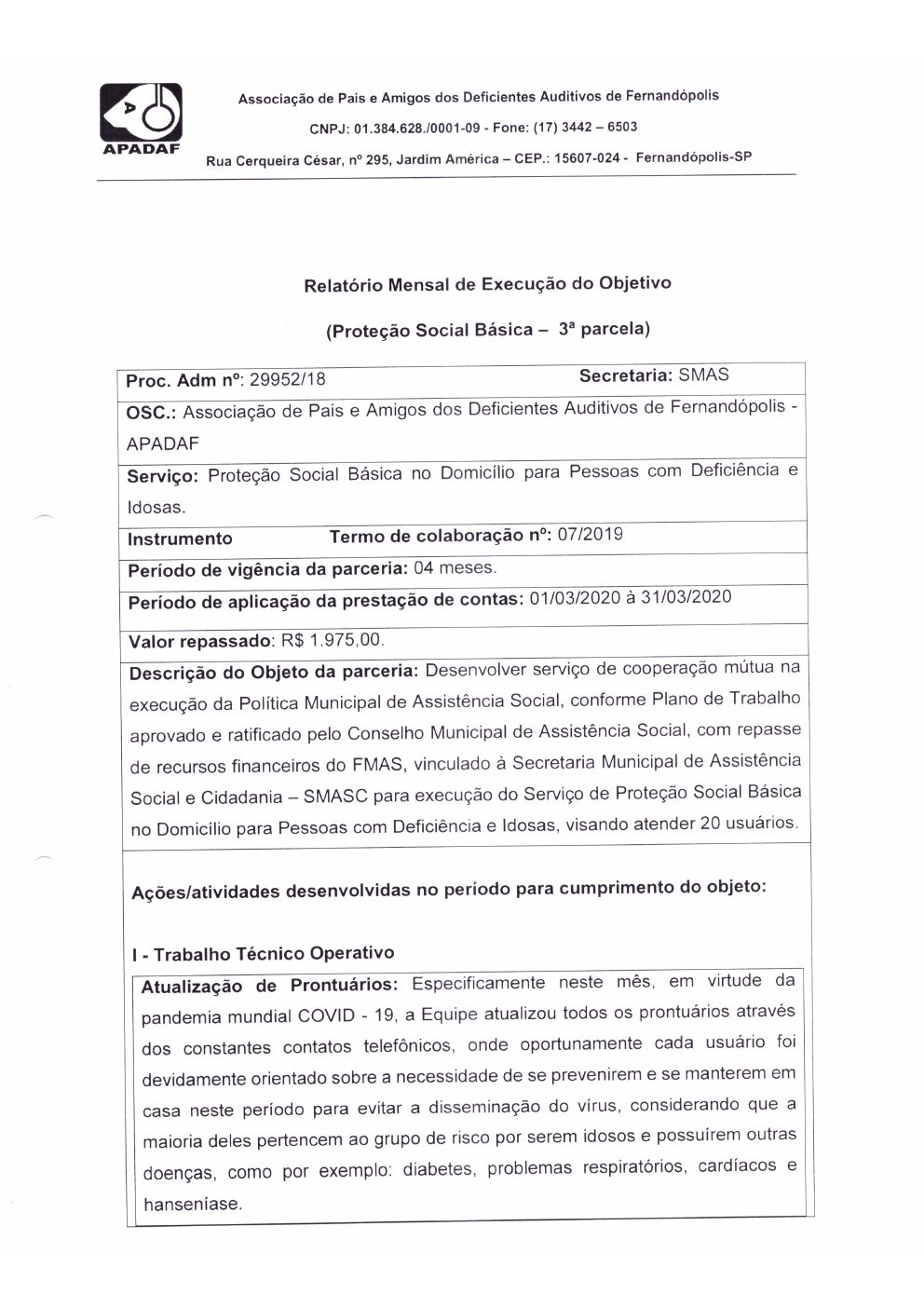 Página 5 de Prestação de Contas Mensal — Proteção Social Básica — Abril/2020