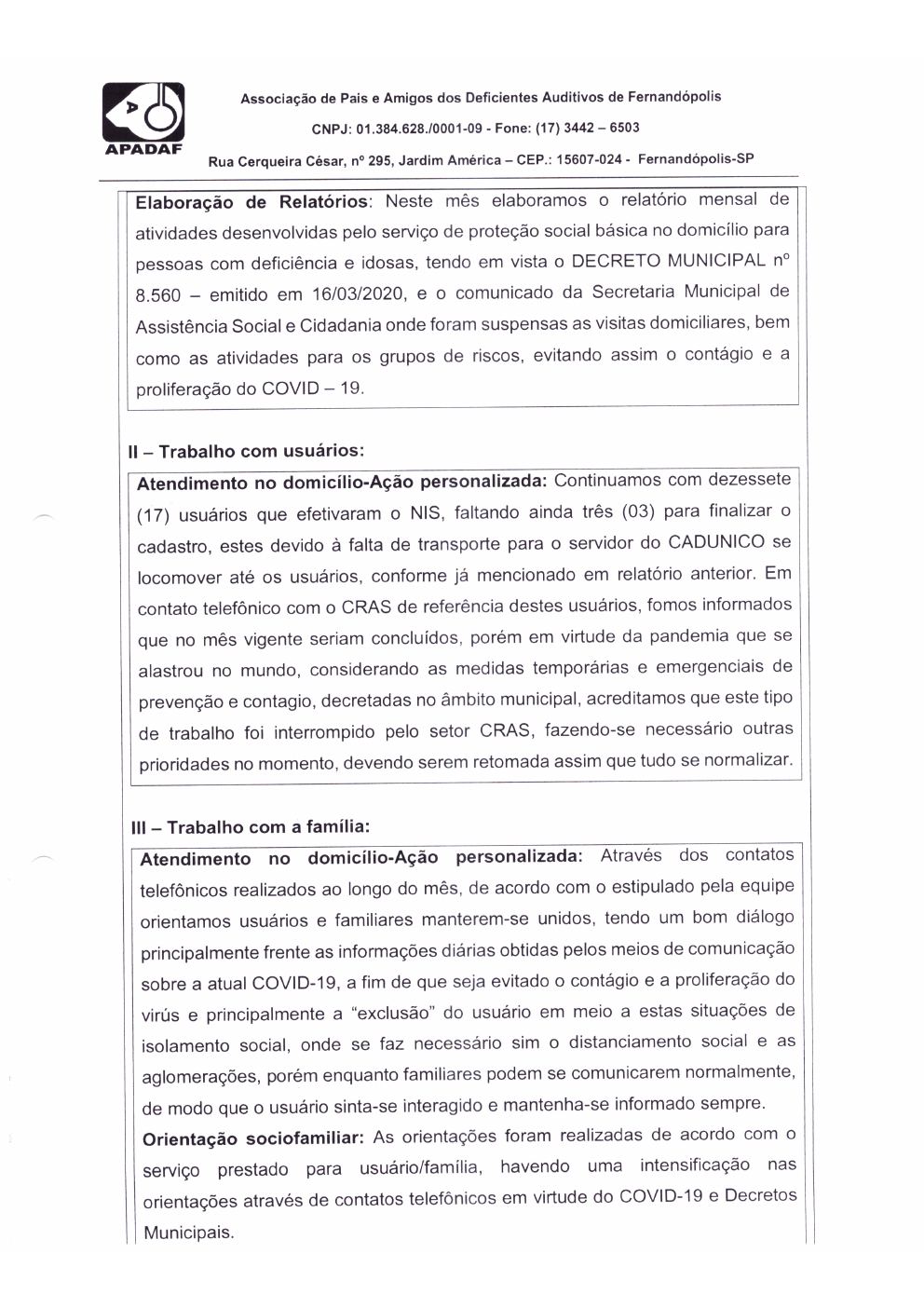 Página 6 de Prestação de Contas Mensal — Proteção Social Básica — Abril/2020