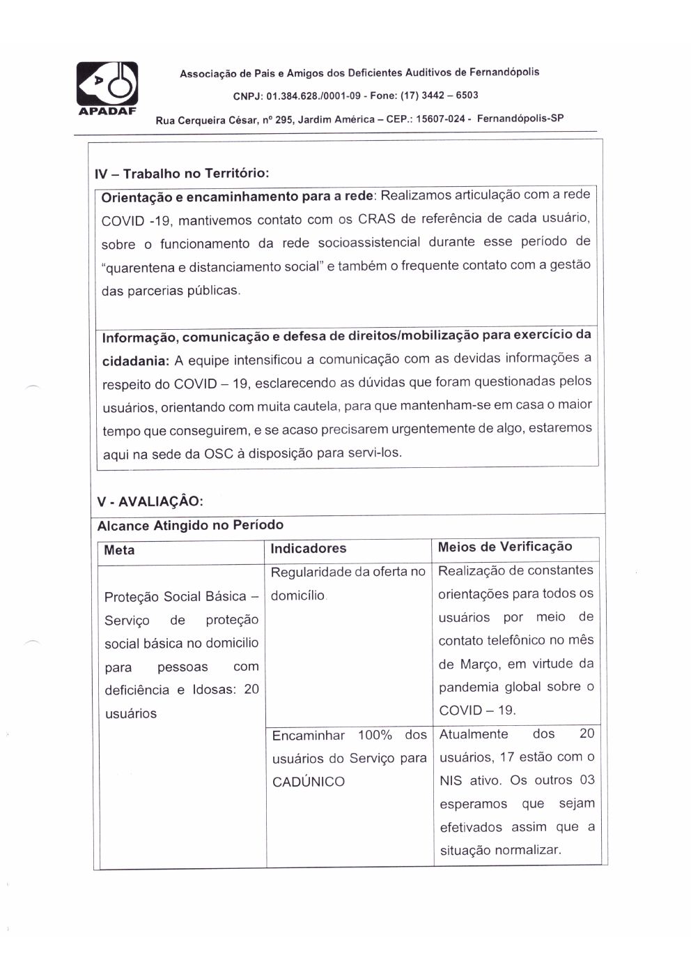 Página 7 de Prestação de Contas Mensal — Proteção Social Básica — Abril/2020