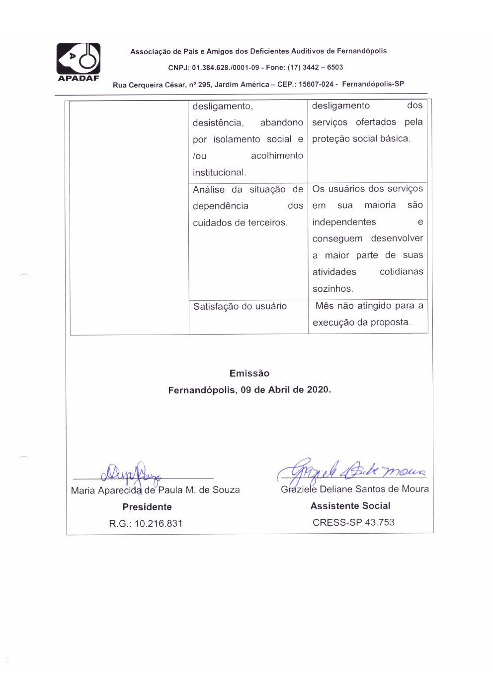 Página 9 de Prestação de Contas Mensal — Proteção Social Básica — Abril/2020