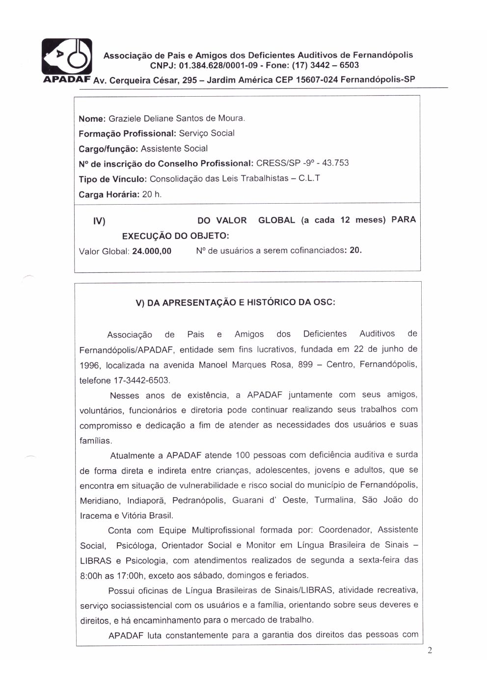 Página 2 de Plano de Trabalho — Proteção Social Básica no Domicílio (SPSBD) — 2020