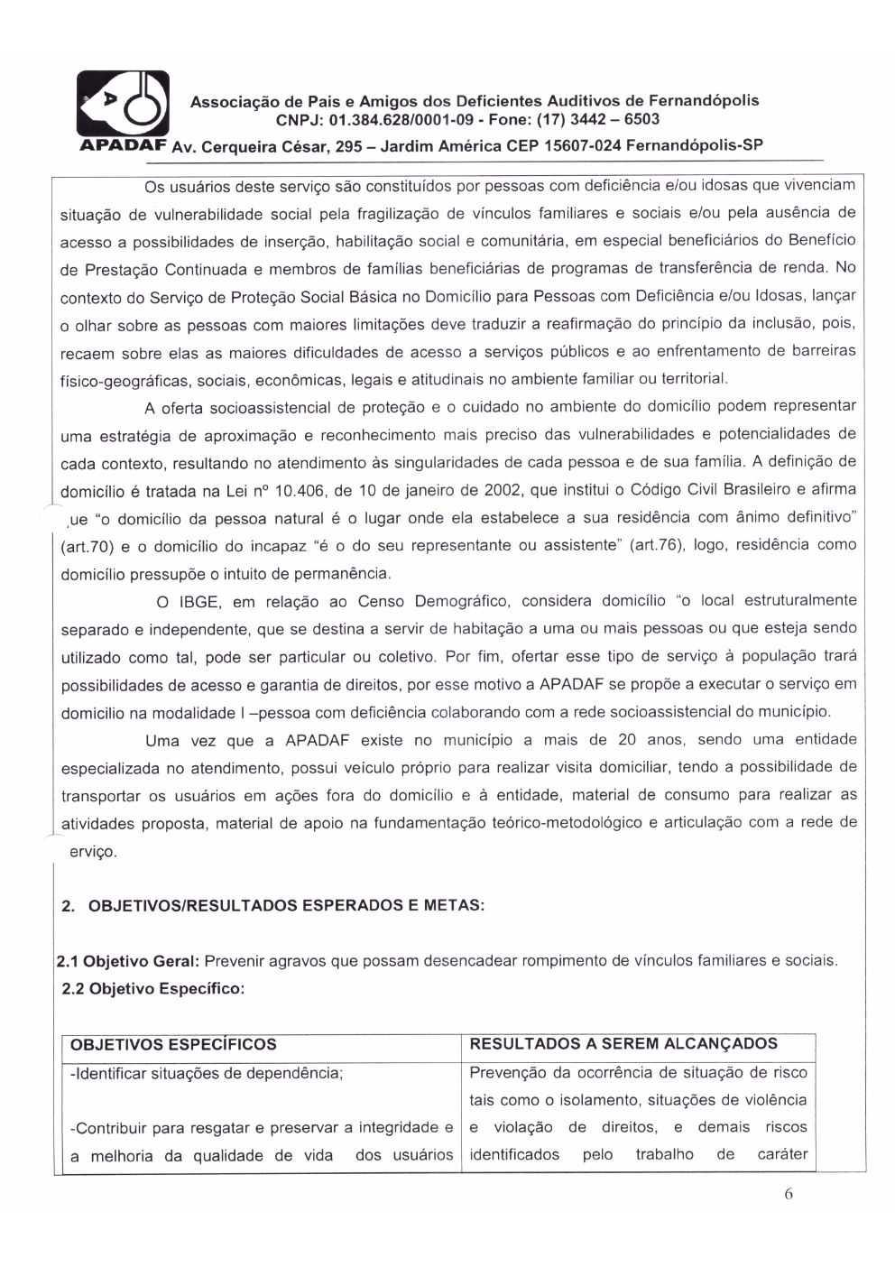 Página 6 de Plano de Trabalho — Proteção Social Básica no Domicílio (SPSBD) — 2020