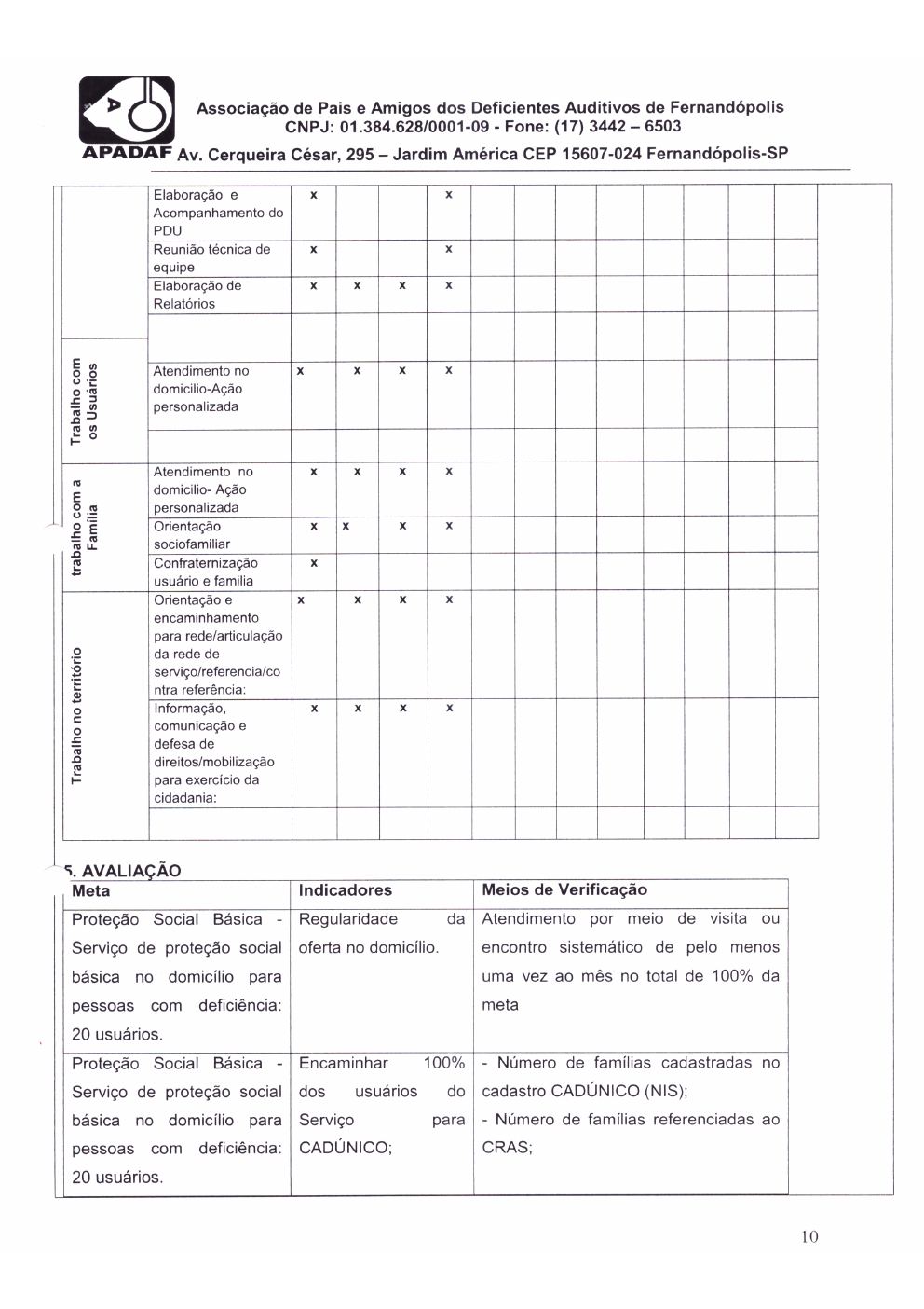 Página 10 de Plano de Trabalho — Proteção Social Básica no Domicílio (SPSBD) — 2020