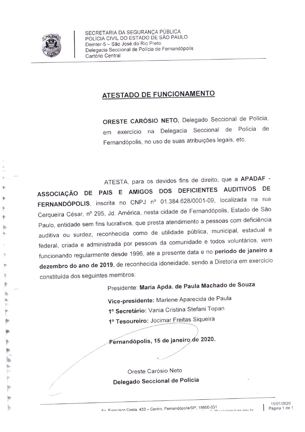 Página 4 de Prestação de Contas Anual — Proteção Social Básica — 2019 — Parte 1