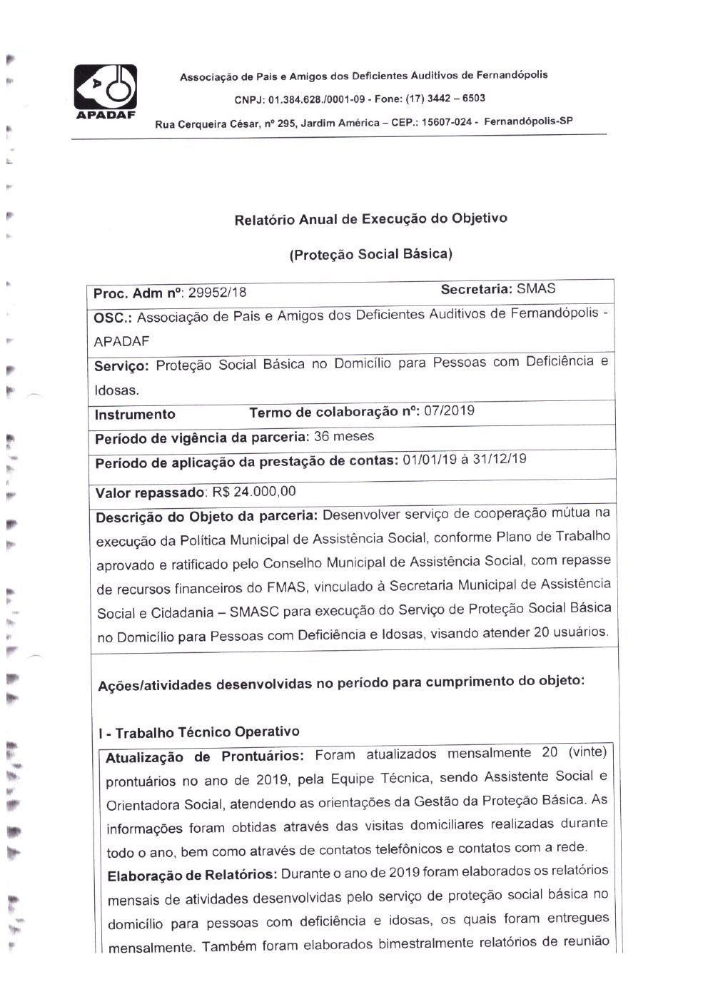 Página 16 de Prestação de Contas Anual — Proteção Social Básica — 2019 — Parte 1