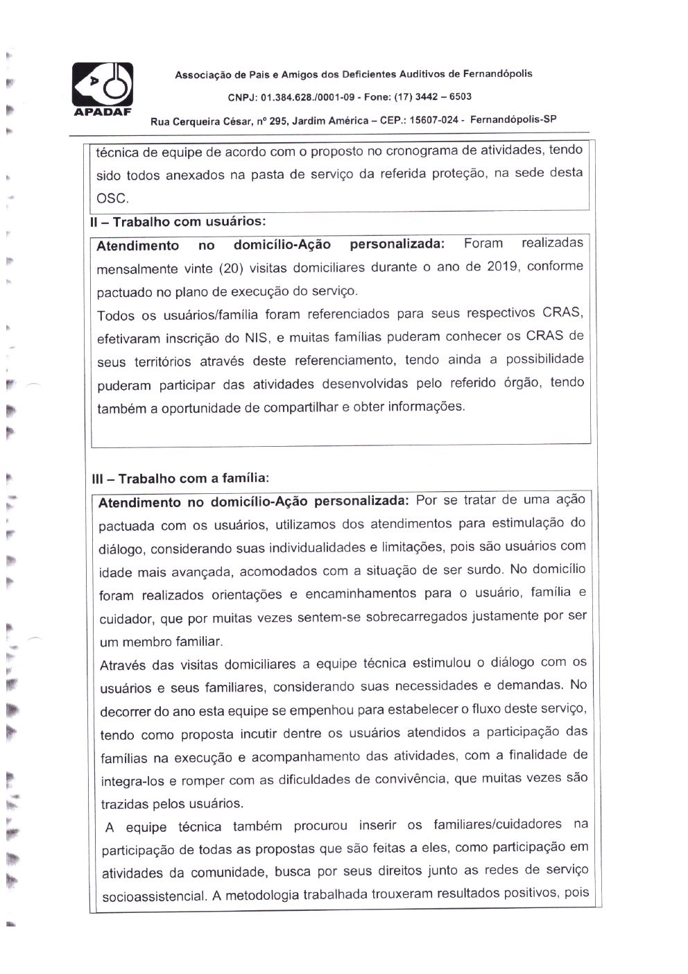 Página 17 de Prestação de Contas Anual — Proteção Social Básica — 2019 — Parte 1