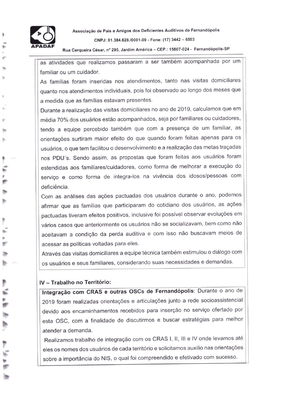 Página 18 de Prestação de Contas Anual — Proteção Social Básica — 2019 — Parte 1