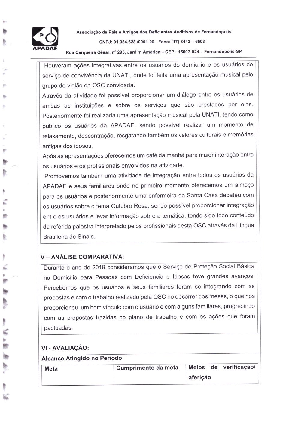 Página 19 de Prestação de Contas Anual — Proteção Social Básica — 2019 — Parte 1