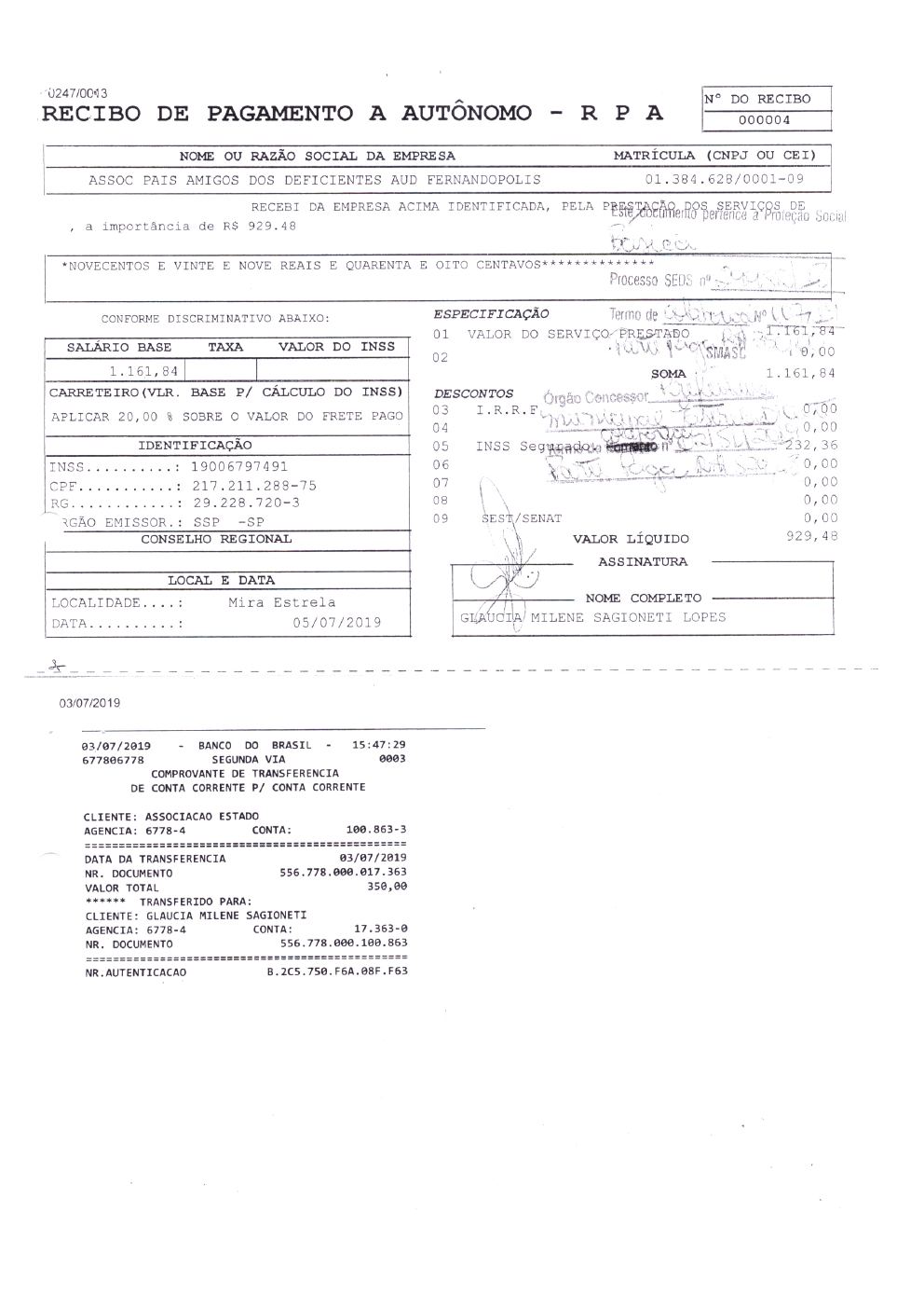 Página 4 de Prestação de Contas Anual — 2019 — Extratos Bancários