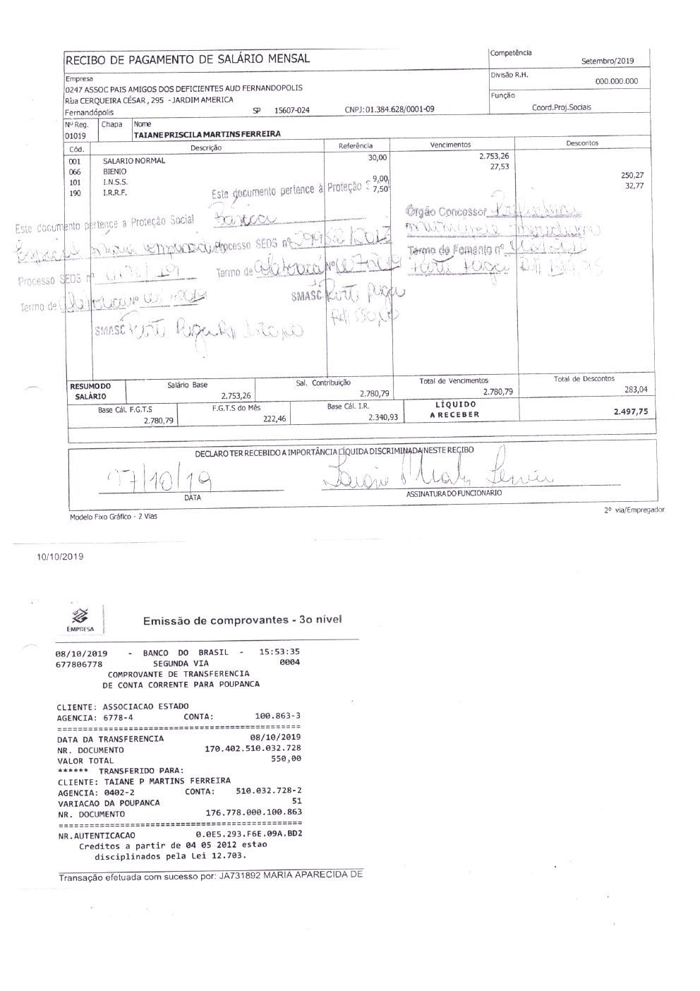 Página 20 de Prestação de Contas Anual — 2019 — Extratos Bancários
