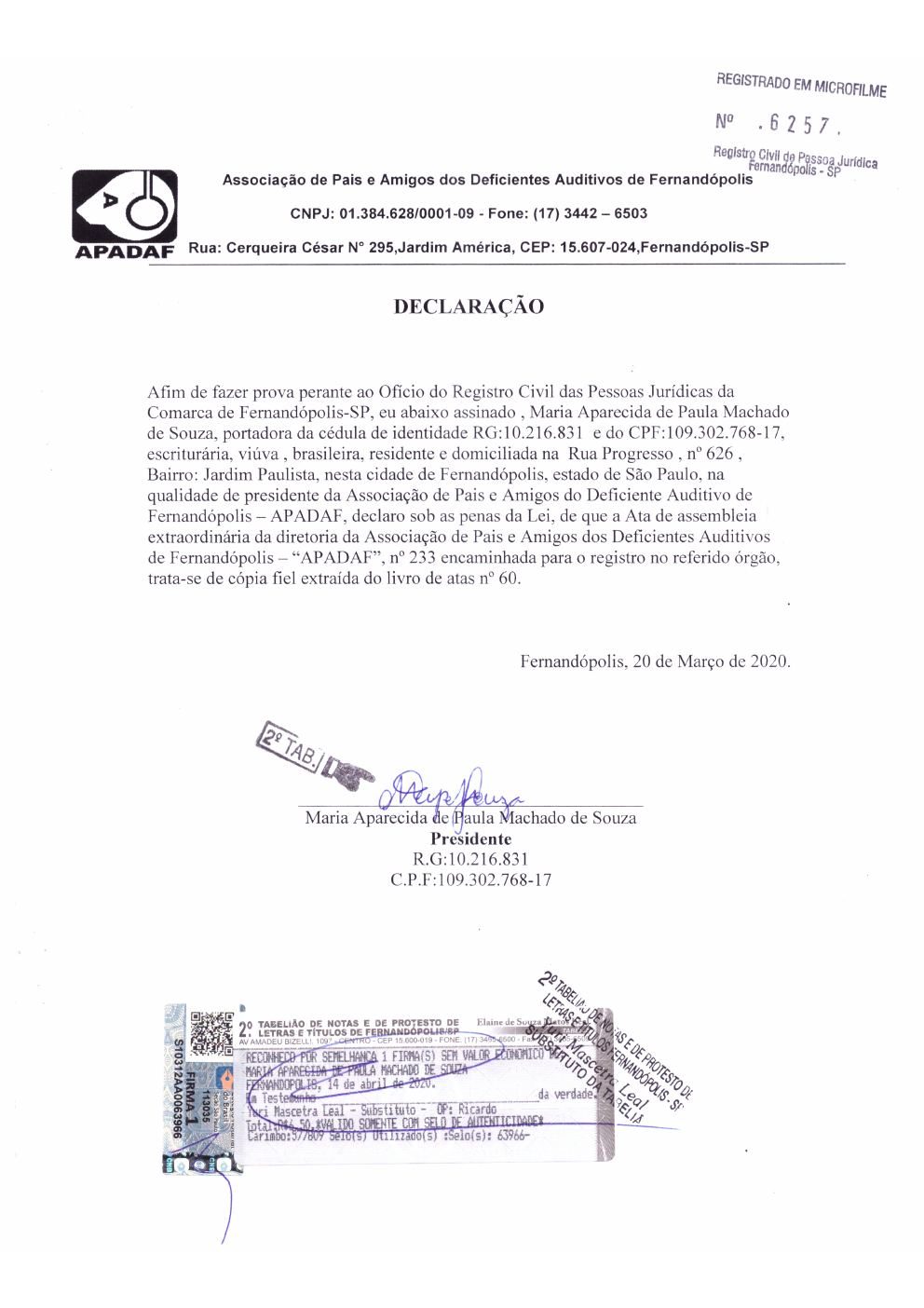 Página 6 de Ata da 233ª Assembleia Geral Ordinária — Eleição da Diretoria — 2020