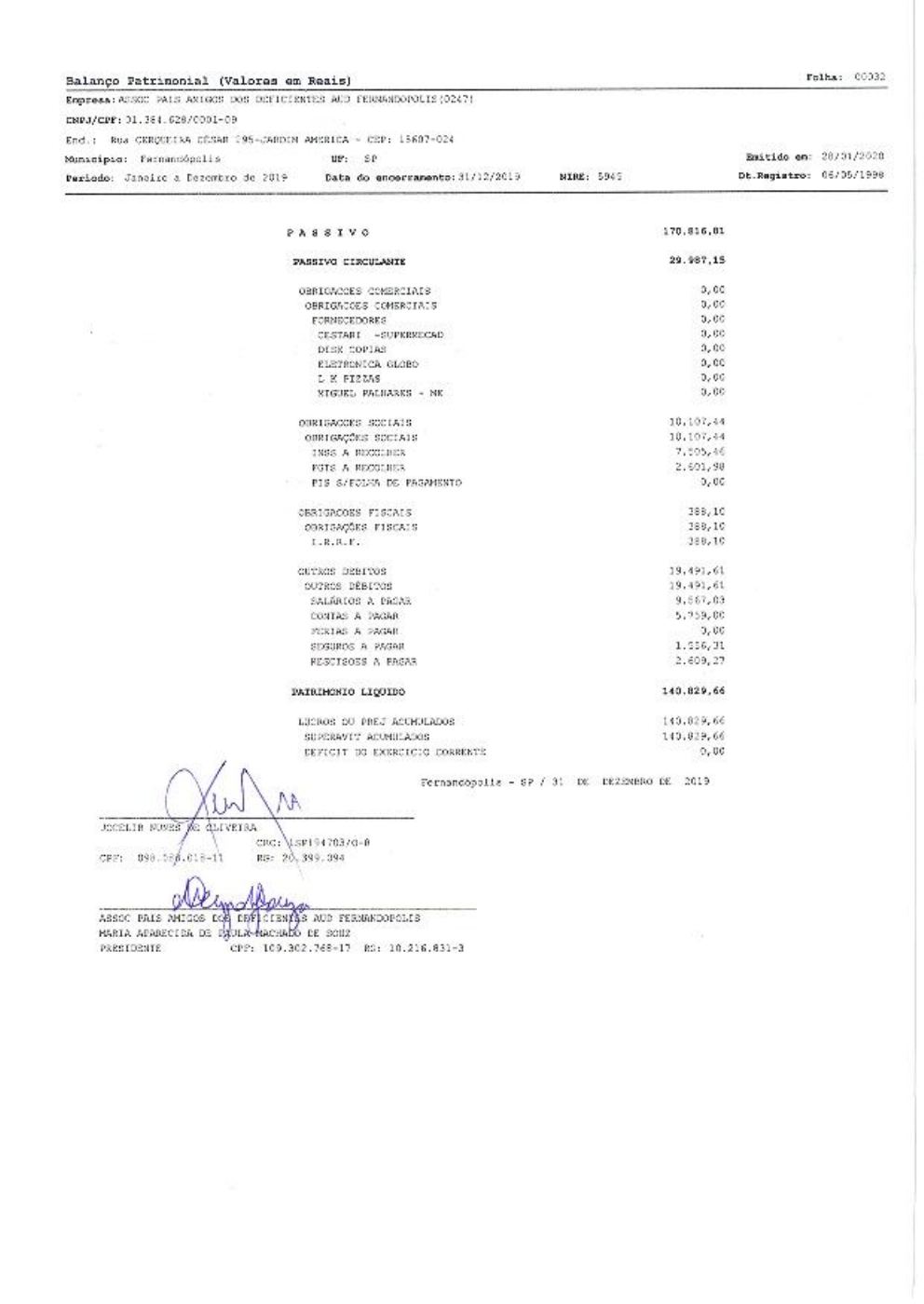 Página 11 de Demonstrações Contábeis — Exercício 2019