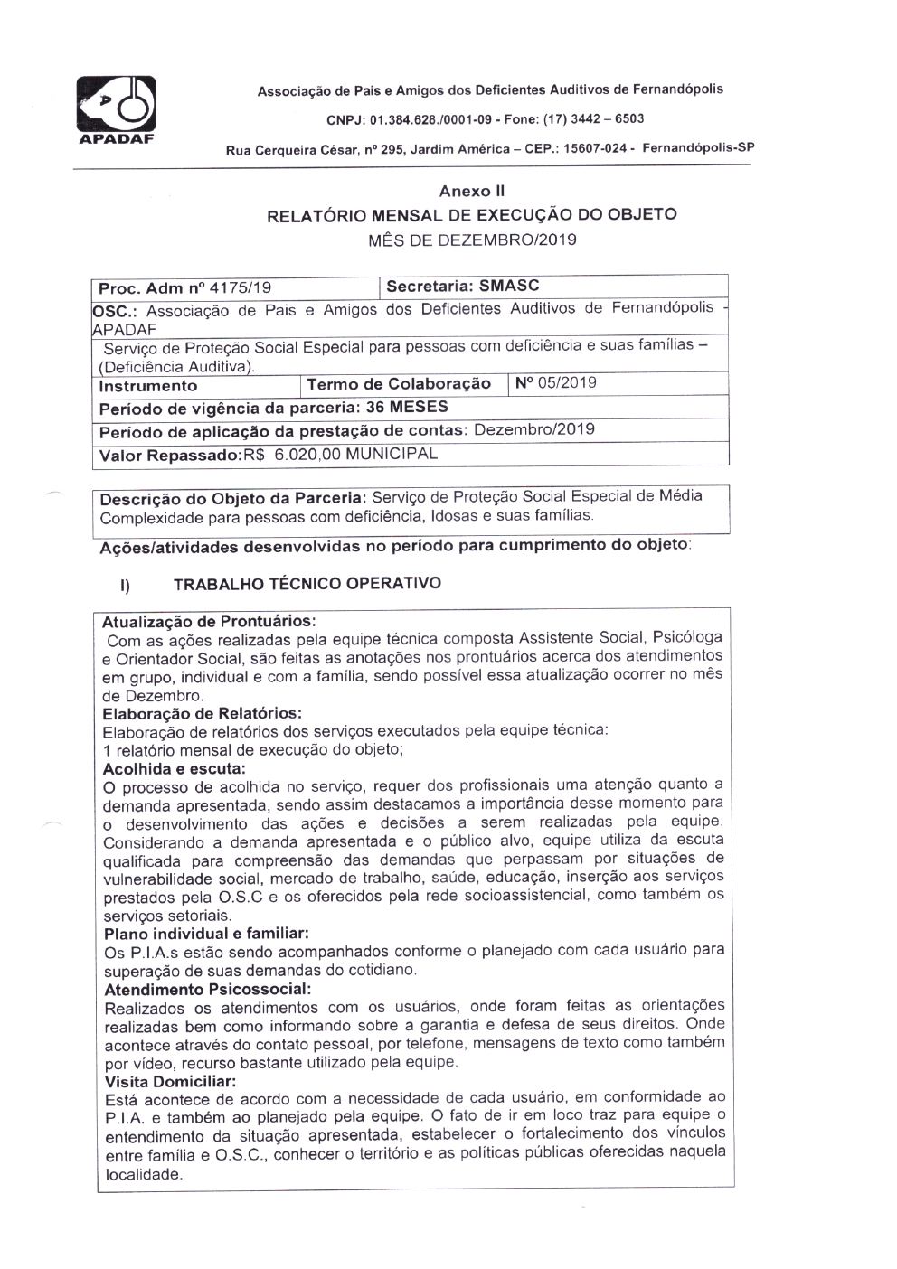 Página 5 de Prestação de Contas Mensal — Média Complexidade — 11ª Parcela — Dezembro/2019