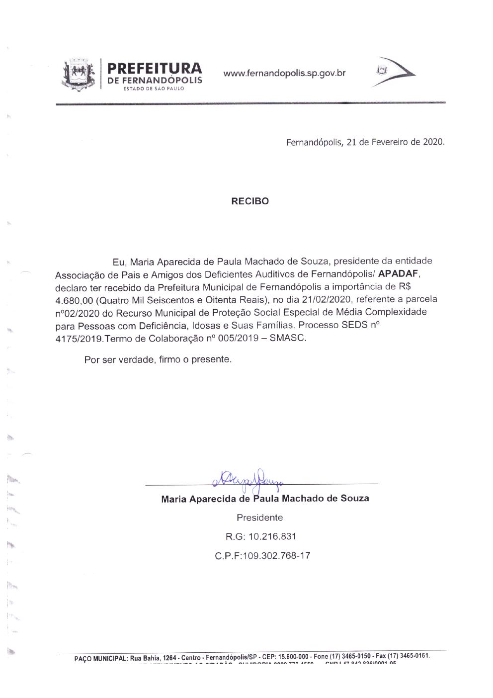 Página 4 de Prestação de Contas Mensal — Média Complexidade — 2ª Parcela — Fevereiro/2020