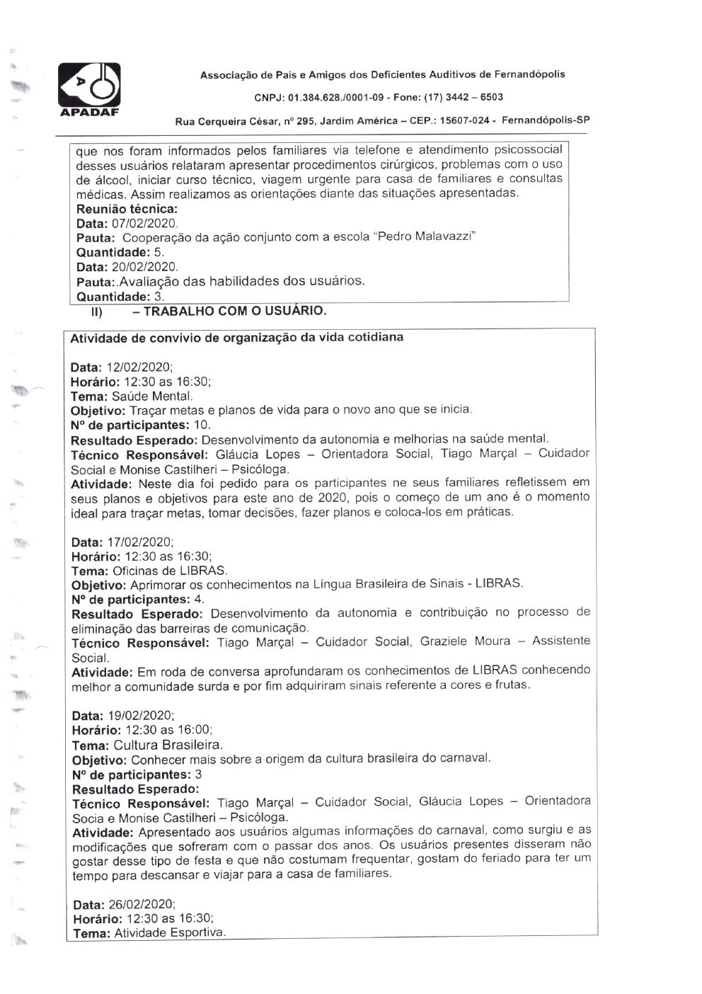 Página 6 de Prestação de Contas Mensal — Média Complexidade — 2ª Parcela — Fevereiro/2020