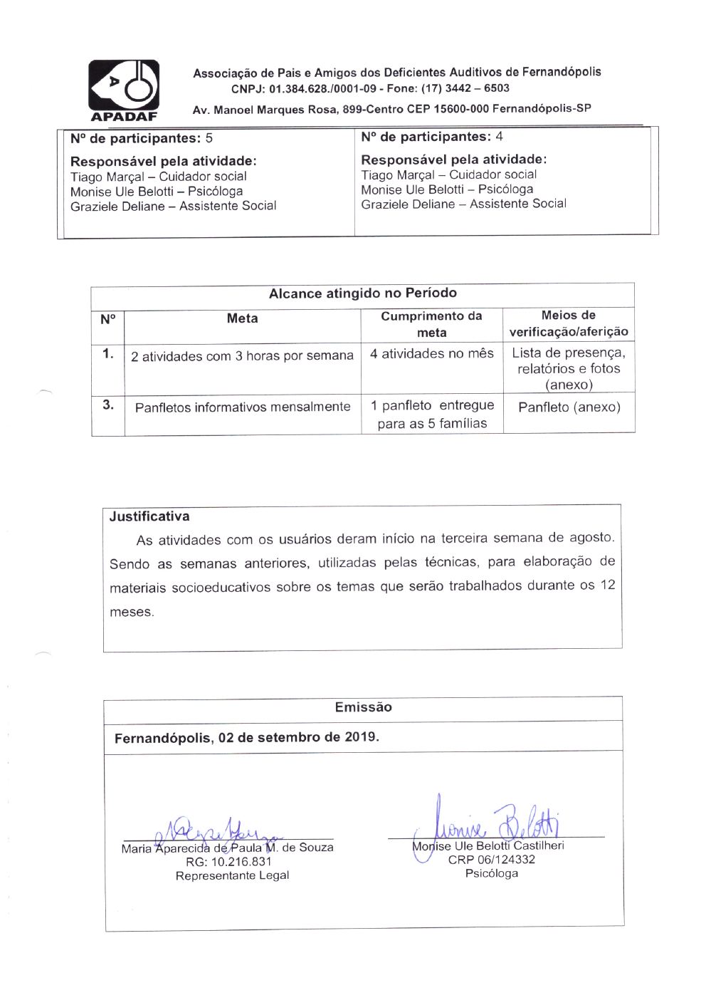 Página 18 de Prestação de Contas Mensal — Projeto CMDCA — 1ª Parcela — Setembro/2019