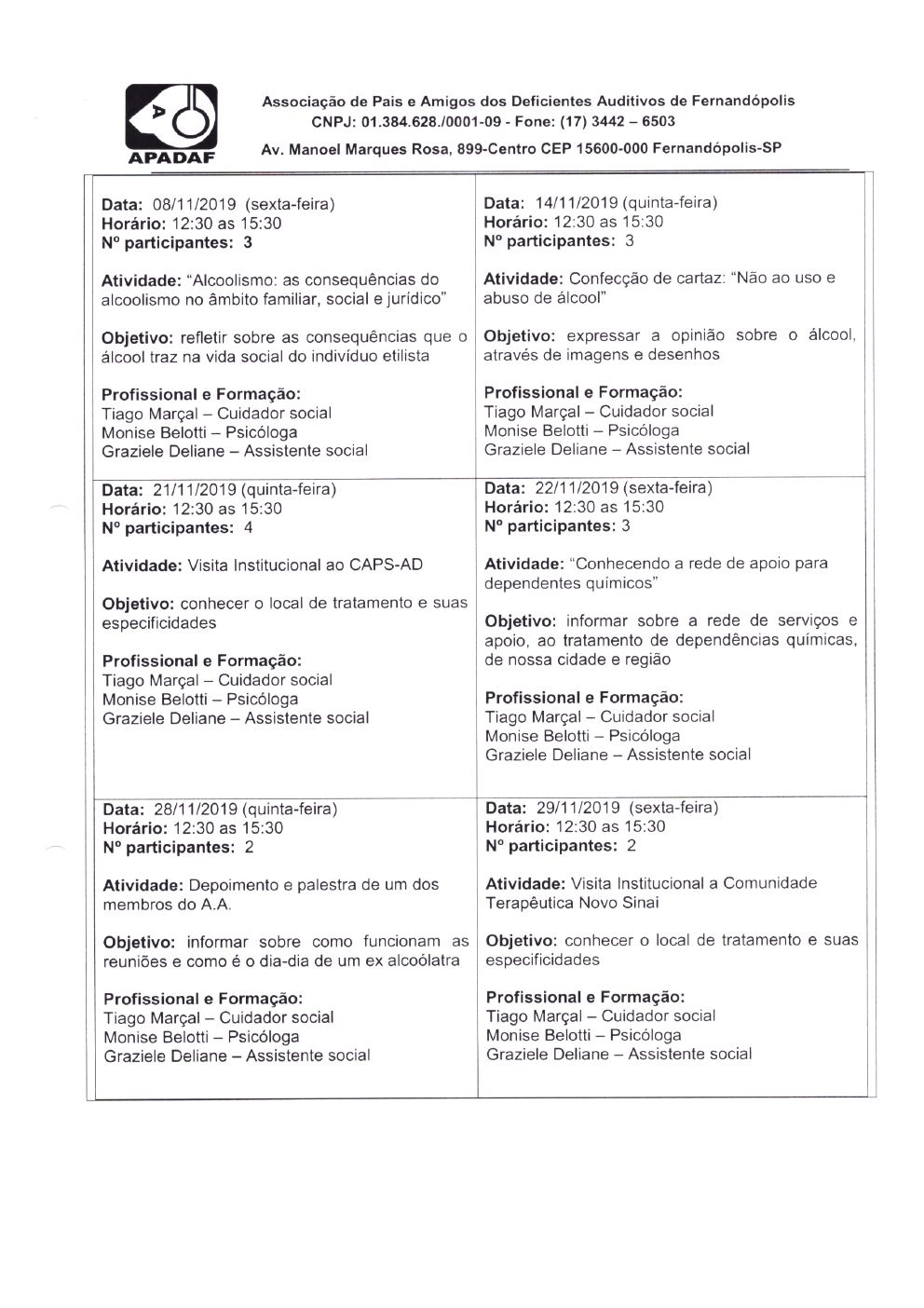 Página 5 de Prestação de Contas Mensal — Projeto CMDCA — 4ª Parcela — Dezembro/2019